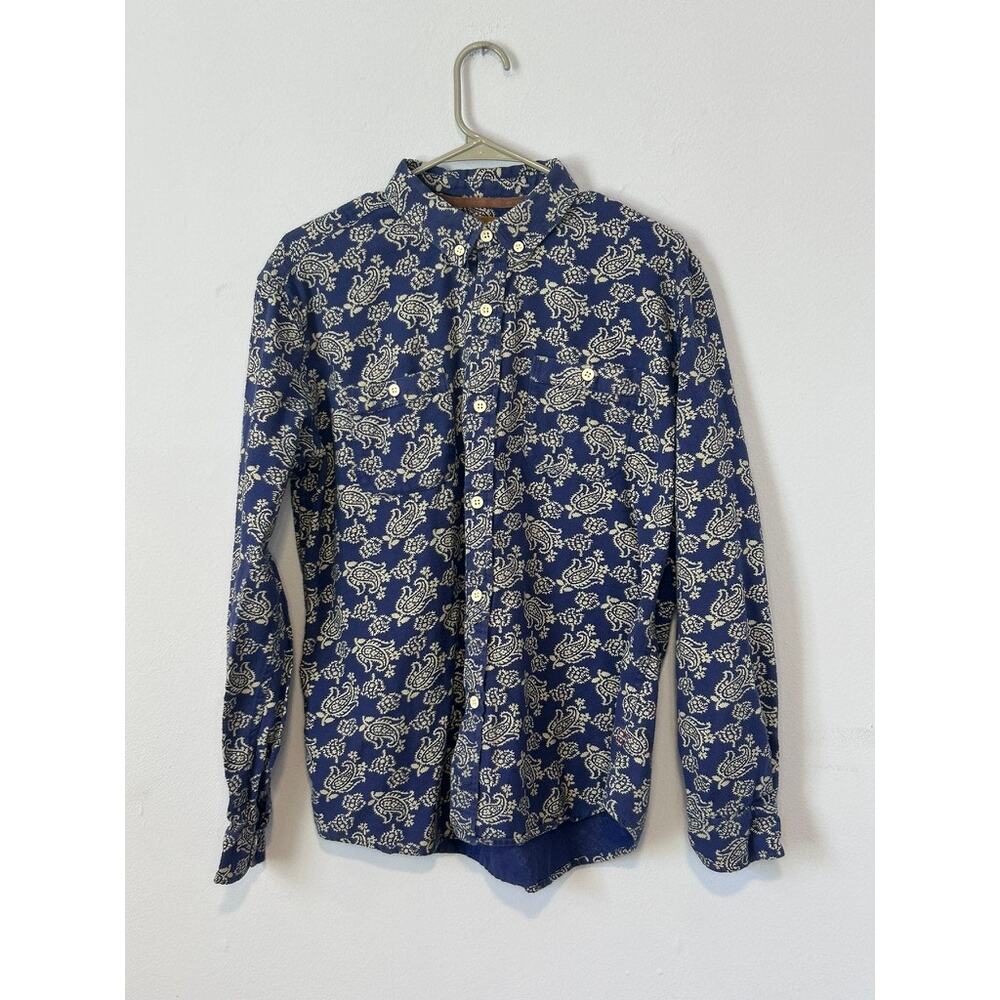 Blue Stapleford Workwear Paisley Cotton Flannel Button-Down - (Size L)